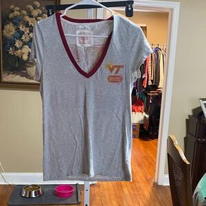 PINK Victoria's Secret Gray and White Striped Tee